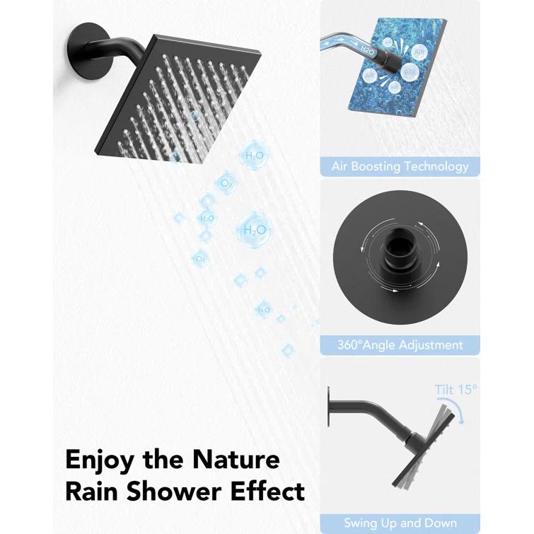 Pressure Balancing Shower Faucet 12" High-Pressure Dual Showerheads with LCD Display