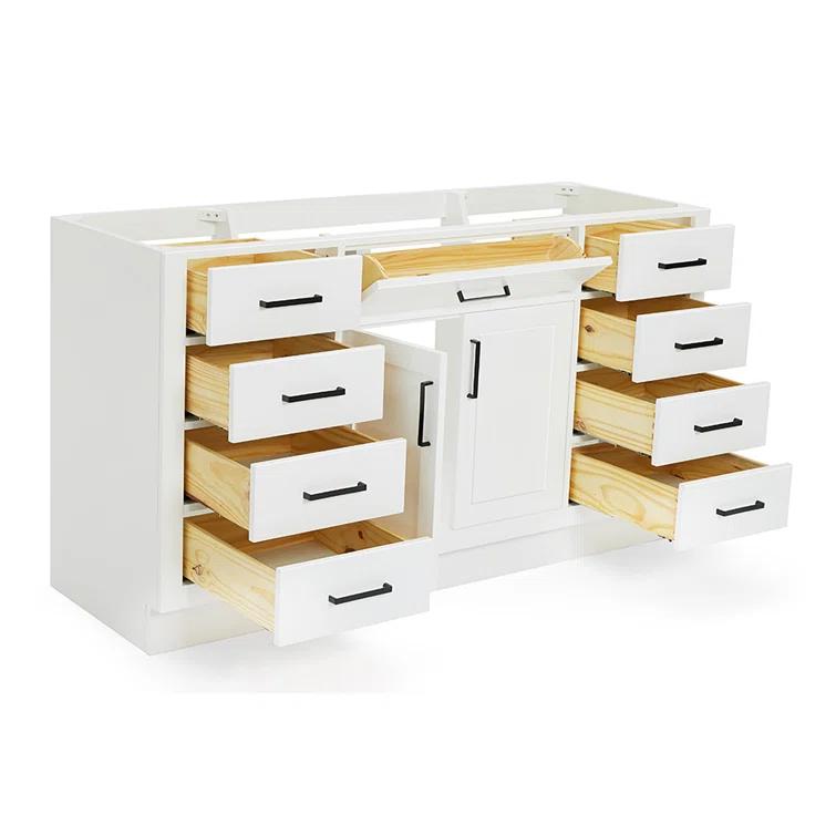 Ariel T060s-Bc Hepburn 60" Single Free Standing Vanity Cabinet Only - White