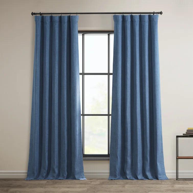 Ottis Textured Faux Linen Rod Pocket Room Darkening Curtains for Bedroom & Living Room Curtains - Single Panel Drapes