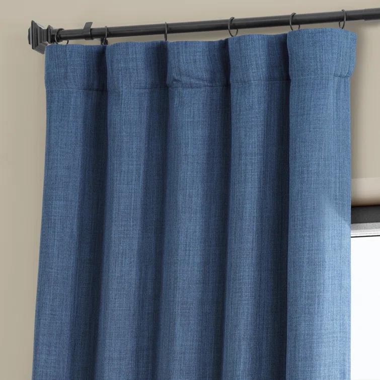 Ottis Textured Faux Linen Rod Pocket Room Darkening Curtains for Bedroom & Living Room Curtains - Single Panel Drapes