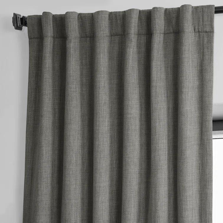 Ottis Textured Faux Linen Rod Pocket Room Darkening Curtains for Bedroom & Living Room Curtains - Single Panel Drapes