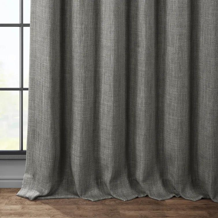 Ottis Textured Faux Linen Rod Pocket Room Darkening Curtains for Bedroom & Living Room Curtains - Single Panel Drapes