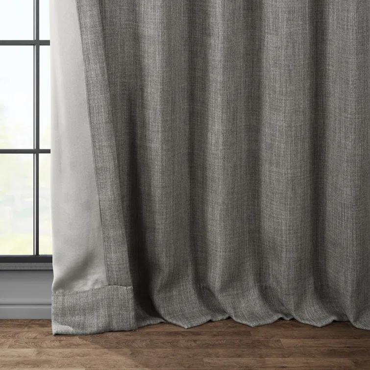 Ottis Textured Faux Linen Rod Pocket Room Darkening Curtains for Bedroom & Living Room Curtains - Single Panel Drapes