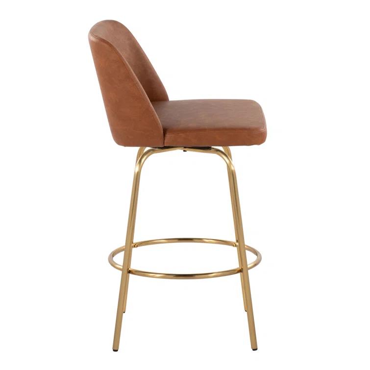 Swivel Upholstered Counter Stool with Metal Frame