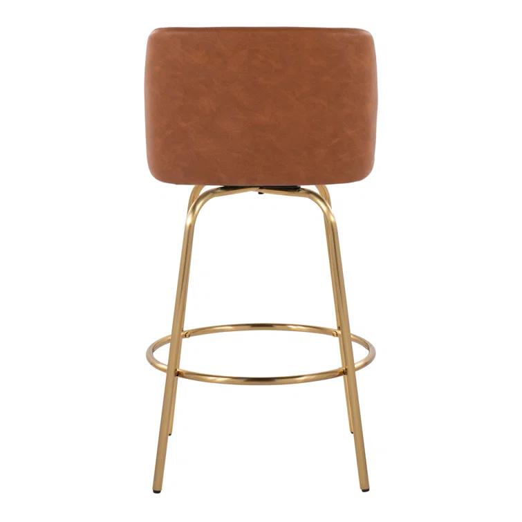 Swivel Upholstered Counter Stool with Metal Frame