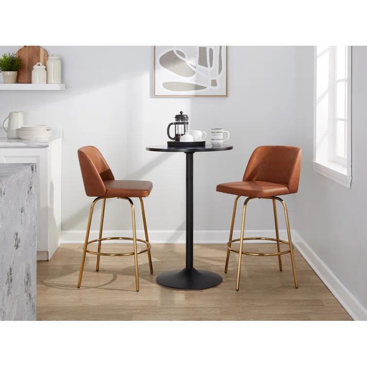 Swivel Upholstered Counter Stool with Metal Frame