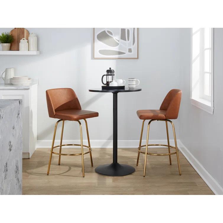 Swivel Upholstered Counter Stool with Metal Frame