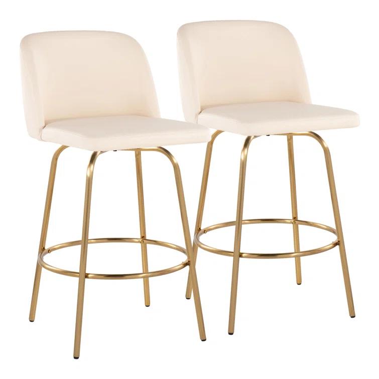 Swivel Upholstered Counter Stool with Metal Frame