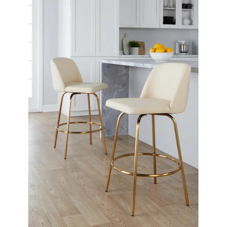 Swivel Upholstered Counter Stool with Metal Frame