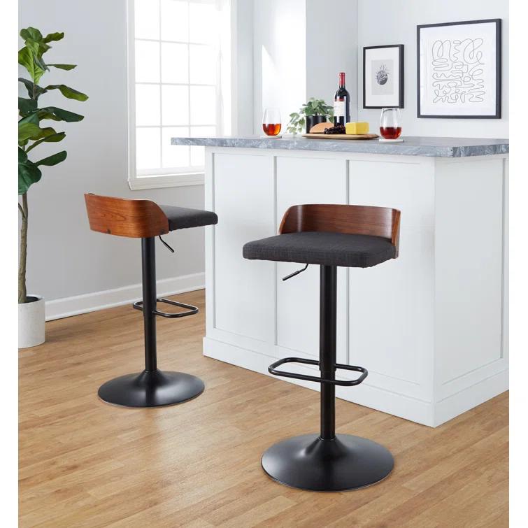 Swivel Upholstered Adjustable Height Counter Stool with Metal Frame
