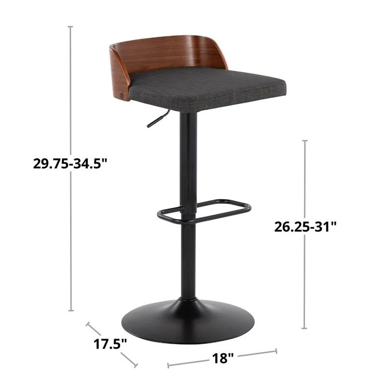Swivel Upholstered Adjustable Height Counter Stool with Metal Frame