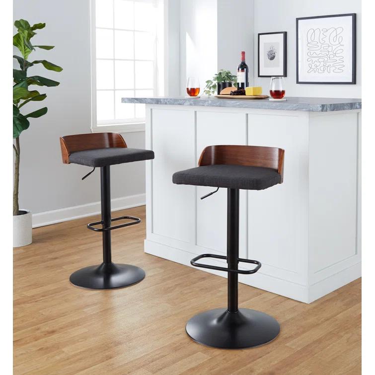 Swivel Upholstered Adjustable Height Counter Stool with Metal Frame