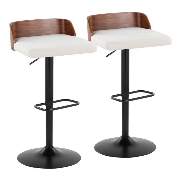Swivel Upholstered Adjustable Height Counter Stool with Metal Frame