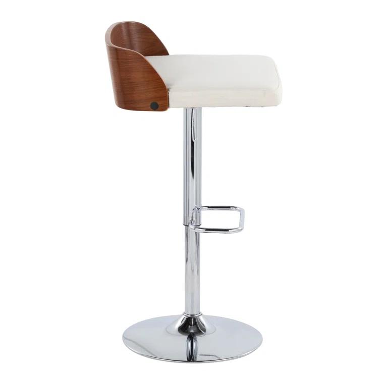 Swivel Upholstered Adjustable Height Counter Stool with Metal Frame