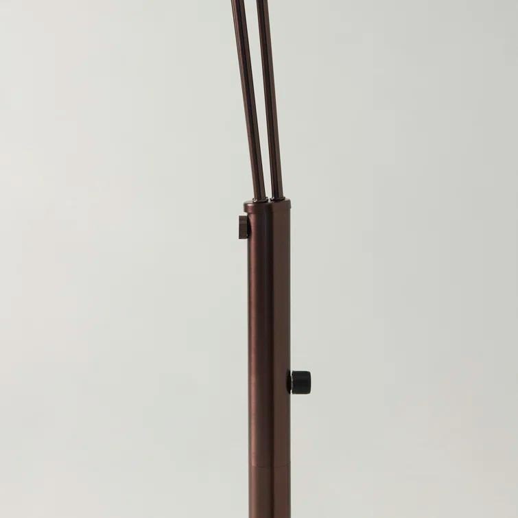 Brightech Trilage 84 in. Mid-Century Modern 3-Light Adjustable LED Arched Standing Floor Lamp with 3 Fabric Drum Shades