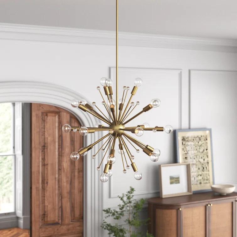 24 Light Metal Dimmable Sputnik Chandelier