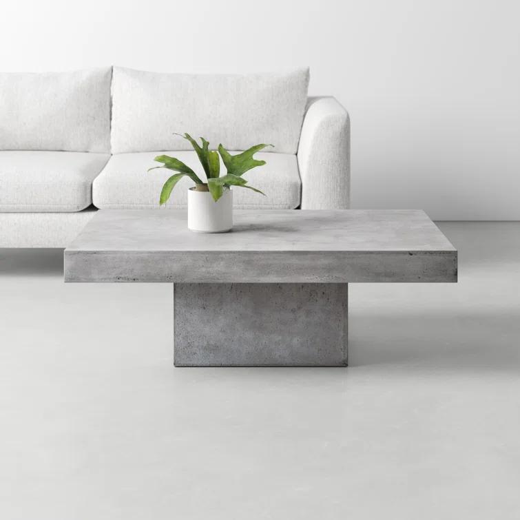 Una Dark Gray Concrete Rectangular Coffee Table