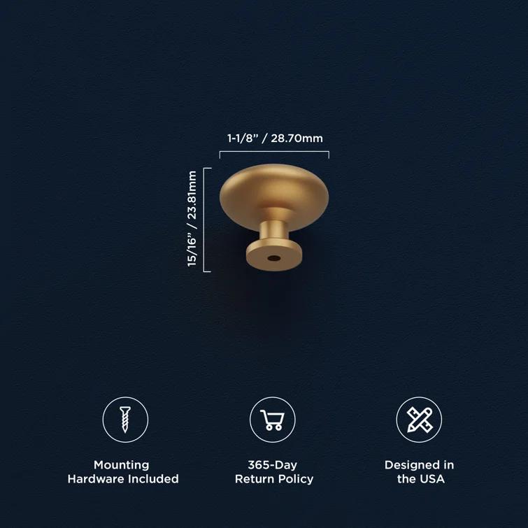 Heritage Designs Kitchen Cabinet Knobs, 1 1/8" Round Knob Pull for Doors, Drawers and Dressers