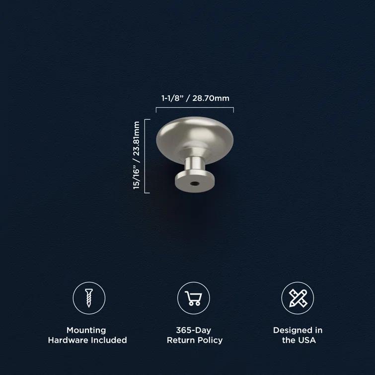 Hickory Hardware Heritage Designs Kitchen Cabinet Knobs, 1 1/8" Round Knob Pull for Doors, Drawers and Dressers (Set of 10)