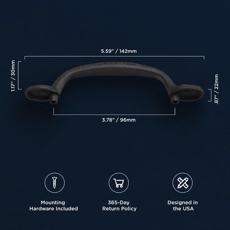 Refined Rustic Kitchen Cabinet Handles, Solid Core Drawer Pulls for Cabinet Doors, 3-3/4" (96mm)