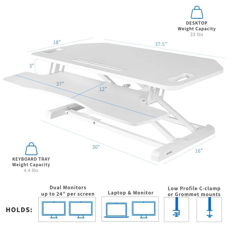 VIVO Height Adjustable Corner Desktop Monitor Riser 38" (DESK-V000KL series)