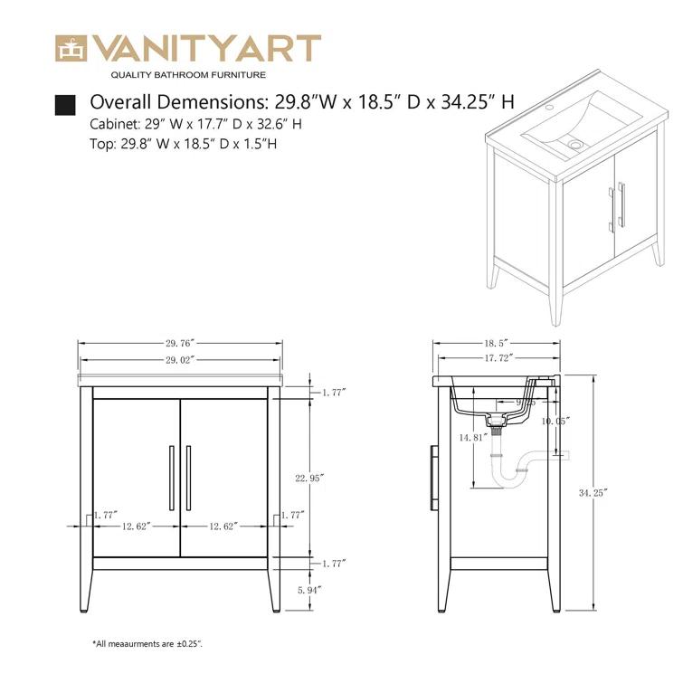 30" Single Bathroom Vanity Set