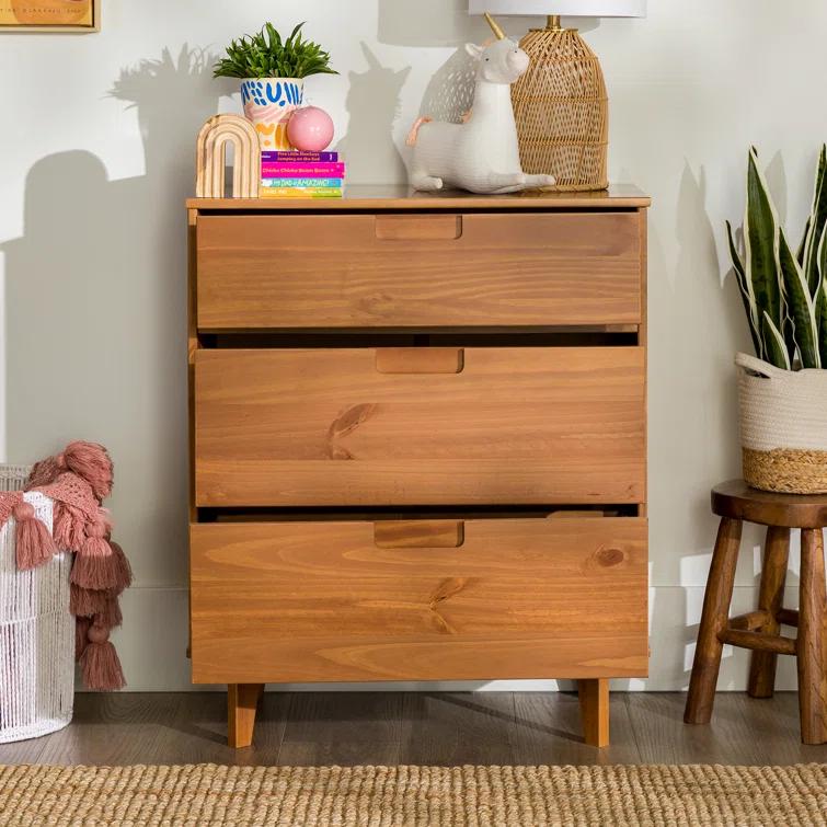 Yarber Groove 3 Drawer Solid Wood Chest