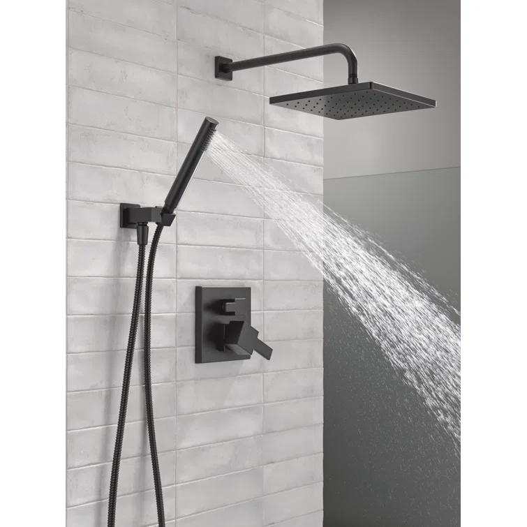 Modern Raincan Square Shower System, Rain Shower Head with Handheld Spray, Shower Faucet Set