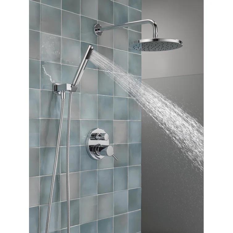 Modern Raincan Round Shower System, Rain Shower Head with Handheld Spray, Shower Faucet Set