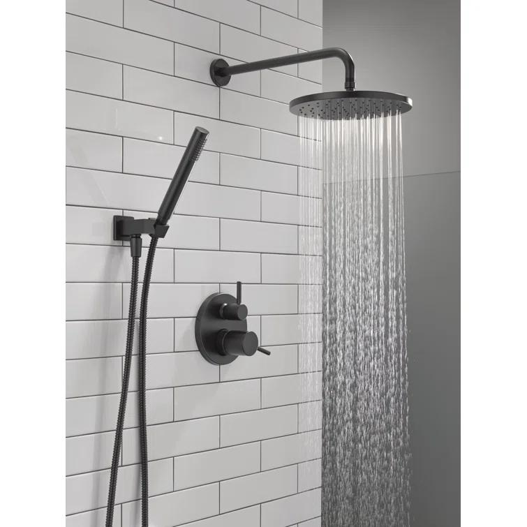 Modern Raincan Round Shower System, Rain Shower Head with Handheld Spray, Shower Faucet Set