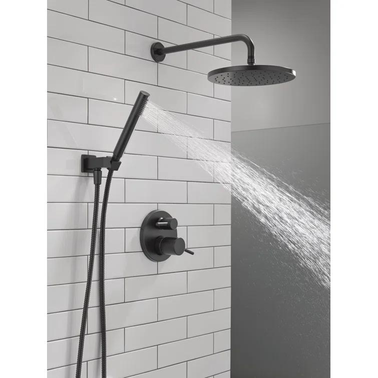 Modern Raincan Round Shower System, Rain Shower Head with Handheld Spray, Shower Faucet Set