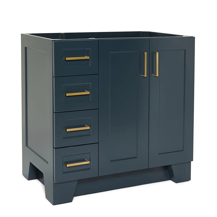 Sawyer 36'' Solid Wood Single Bathroom Vanity Base Only, Right Offset Base Cabinet without Top