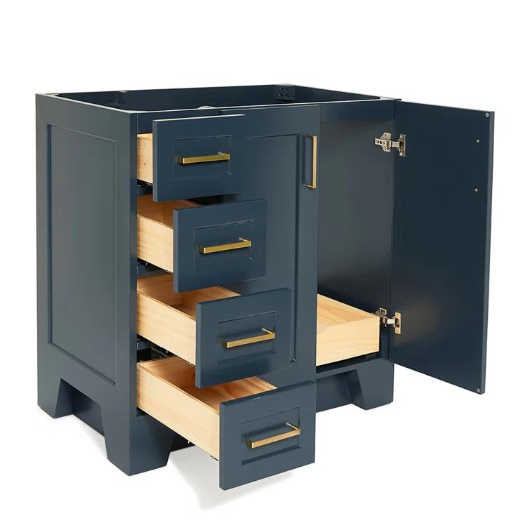 Sawyer 36'' Solid Wood Single Bathroom Vanity Base Only, Right Offset Base Cabinet without Top