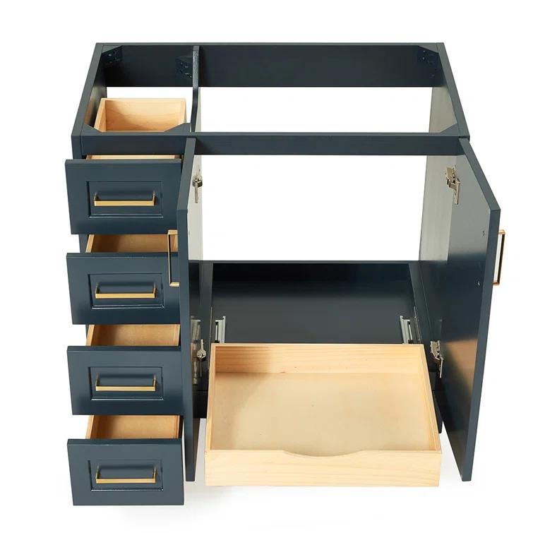Sawyer 36'' Solid Wood Single Bathroom Vanity Base Only, Right Offset Base Cabinet without Top