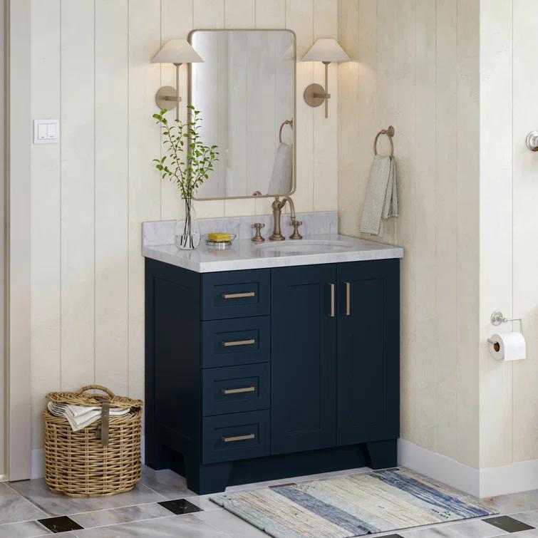 Sawyer 36'' Solid Wood Single Bathroom Vanity Base Only, Right Offset Base Cabinet without Top
