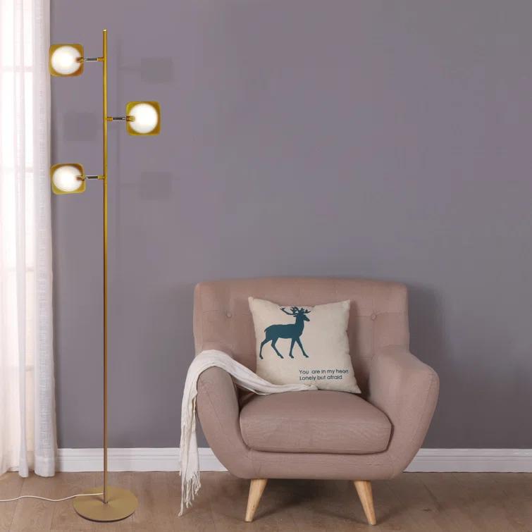 Brightech Tree Industrial LED 3-Way Dimming Floor Lamp with 3 Adjustable Spot Lights