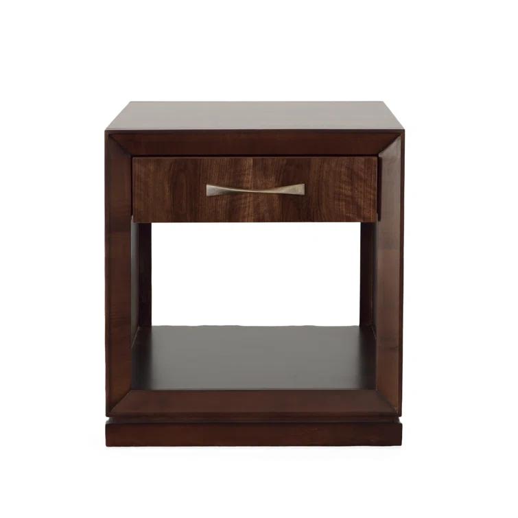 Bridgeton Dark Brown Wood Side Table with Storage Drawer