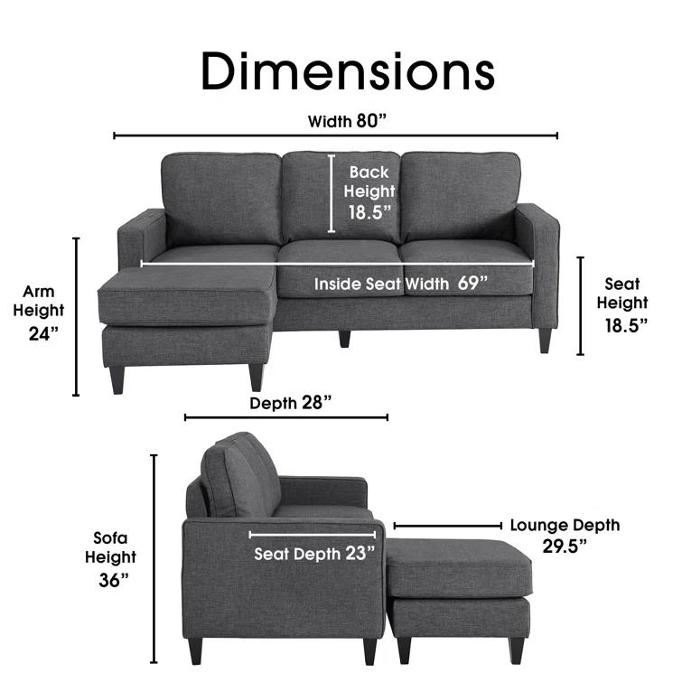 Serta Harmon Upholstered Reversible Sectional Sofa and Chaise