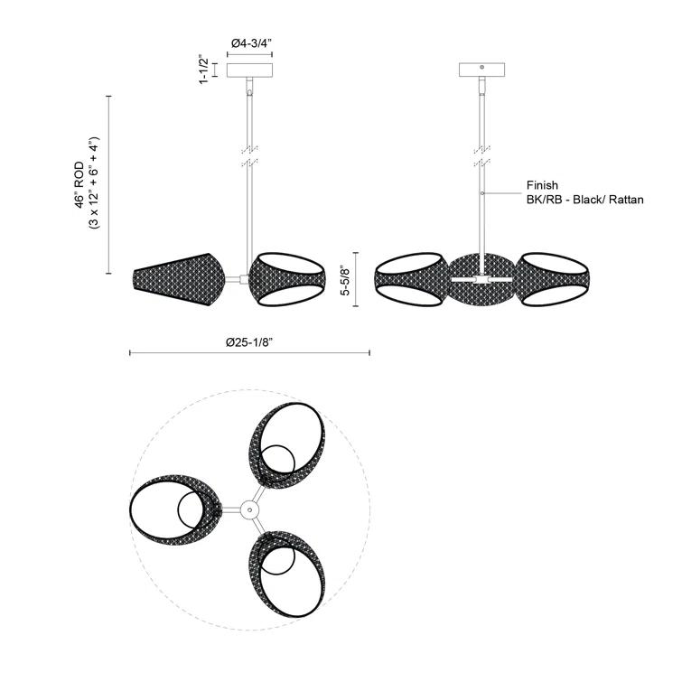 Kuzco Lighting Lanai 3 - Light Dimmable LED Shaded / Spider Chandelier
