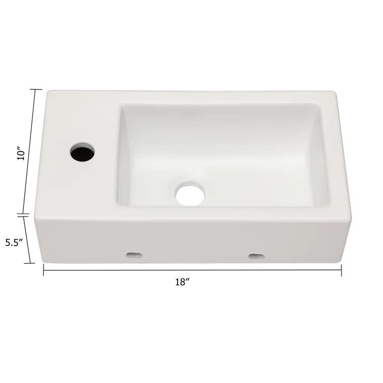 Lordear LGP1810-11 Lordear 10'' White Ceramic Rectangular Bathroom Sink