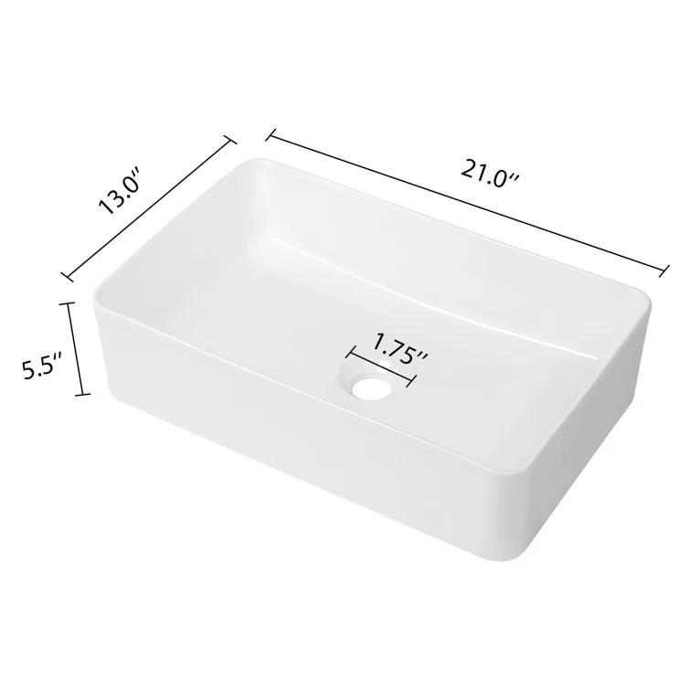 LEPUDAY LPD21VS14MP LEPUDAY 5.5'' White Ceramic Rectangular Bathroom Sink