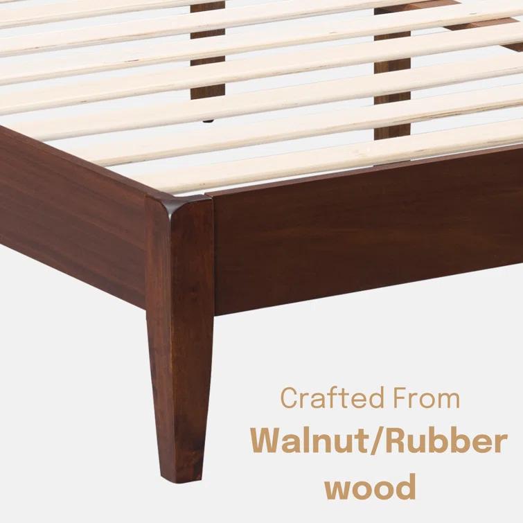 NTC Adept Solid Wood Bed Frame with Headboard and Silent Slats, 1000 Lb Capacity Bed Frame