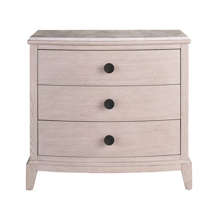 Rolling Fog 3-Drawer Nightstand with Stone Top