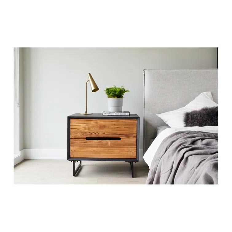 Moe's Home Collection Vienna 2-Drawer Wood Nightstand in Brown