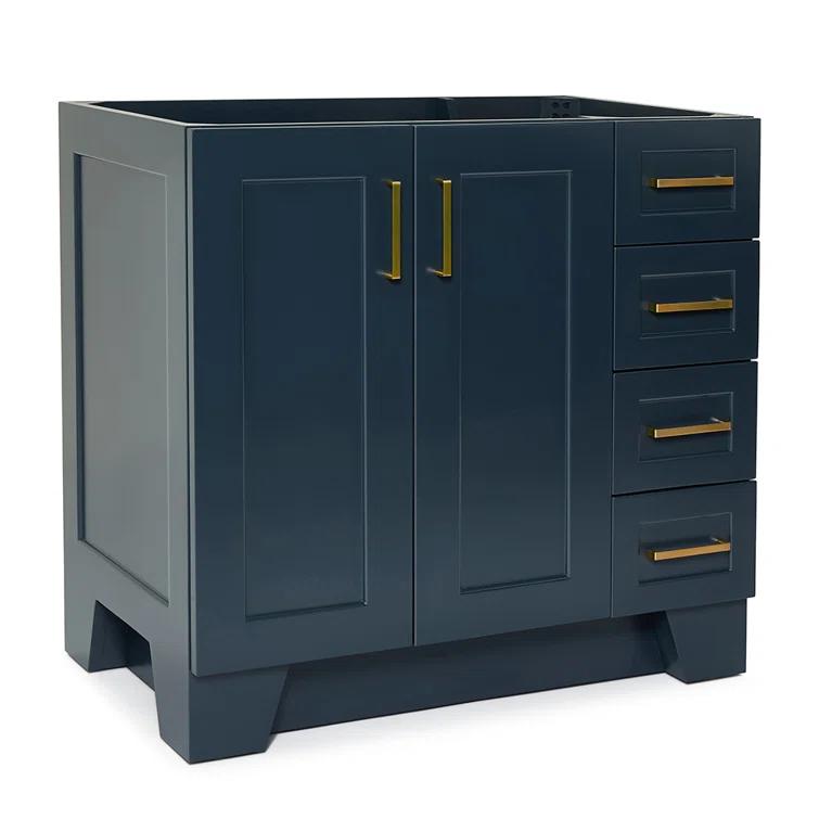 Sawyer 36'' Solid Wood Single Bathroom Vanity Base Only, Right Offset Base Cabinet without Top