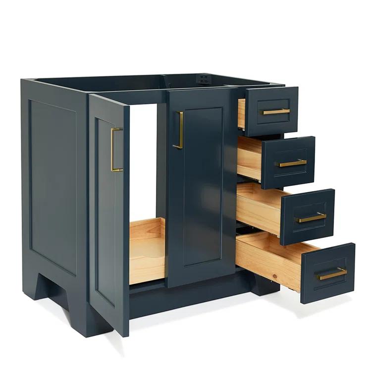 Sawyer 36'' Solid Wood Single Bathroom Vanity Base Only, Right Offset Base Cabinet without Top