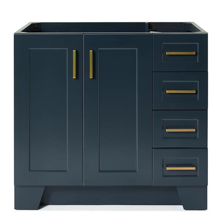 Sawyer 36'' Solid Wood Single Bathroom Vanity Base Only, Right Offset Base Cabinet without Top