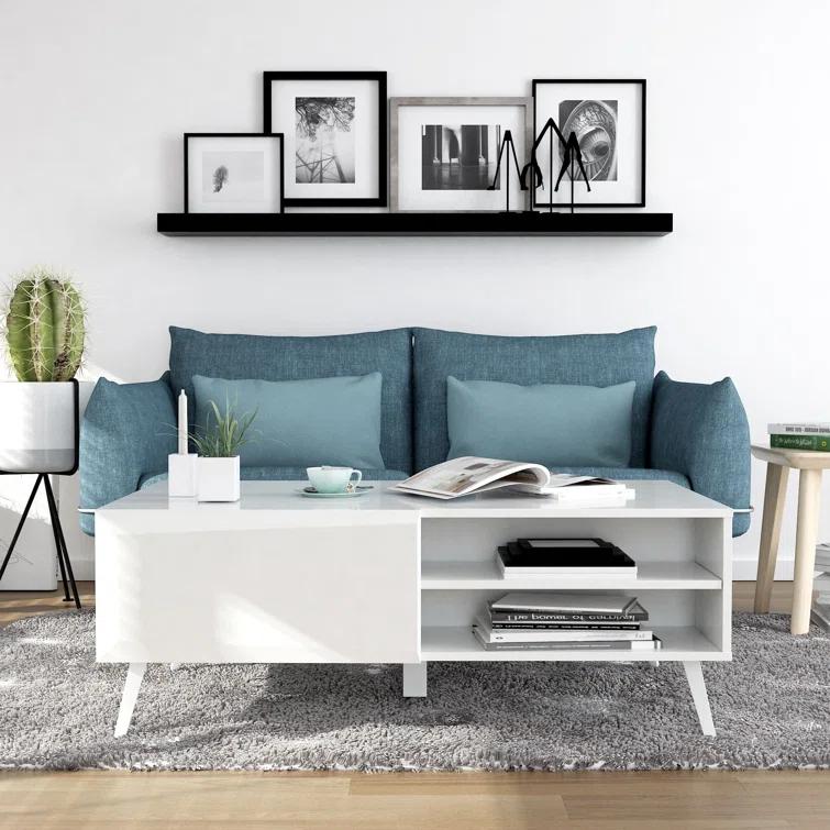 Home Living Room Modern Contemporary Altus 43" Coffee Table Gloss White