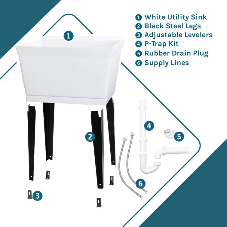 23.5'' L x 23.5'' W Free Standing Laundry Sink