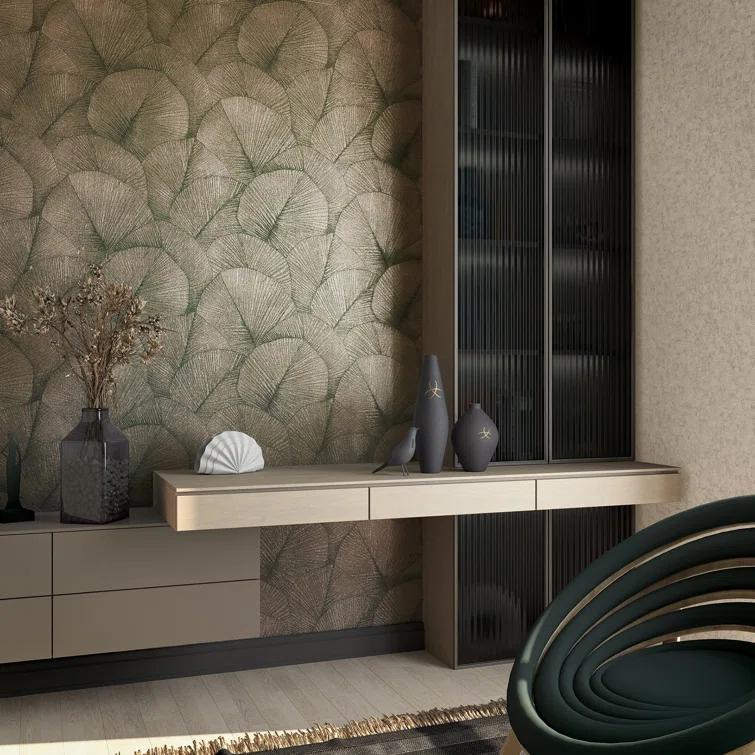 Kumano 3D Embossed Palm Leaf Wallpaper Roll
